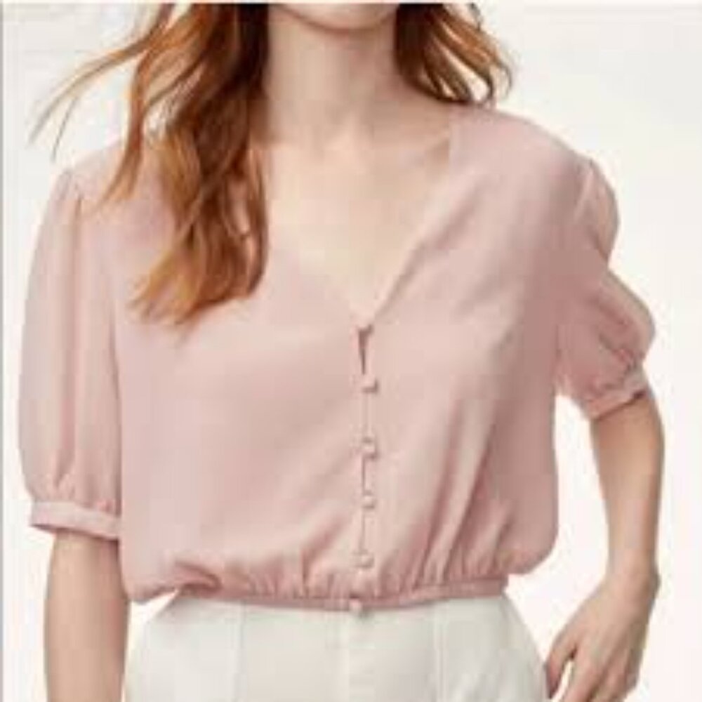 Wilfred  Aritzia Sofiane Cropped Blouse woman V-neck button up  size small